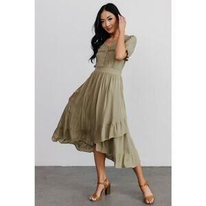 Baltic Born Hannah Midi Dress Cottagecore Boho Prarie Green Size XS $136 MSRP